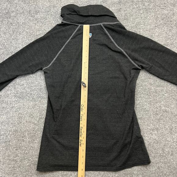 KUHL Womens M Cowl Neck Pullover Sweater Gray Tencel Blend Thumbholes Athleisure - Picture 11 of 12